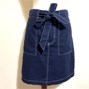 J Crew Navy Blue Skirt with White Stitching